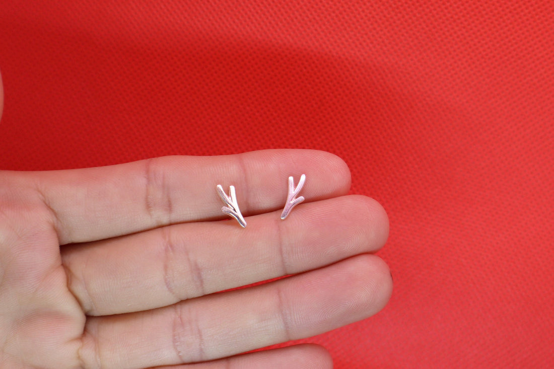 925 Sterling silver deer antlers stud earrings, deer horns earrings, horns earrings, antlers studs, deer, Christmas gift, antlers earrings