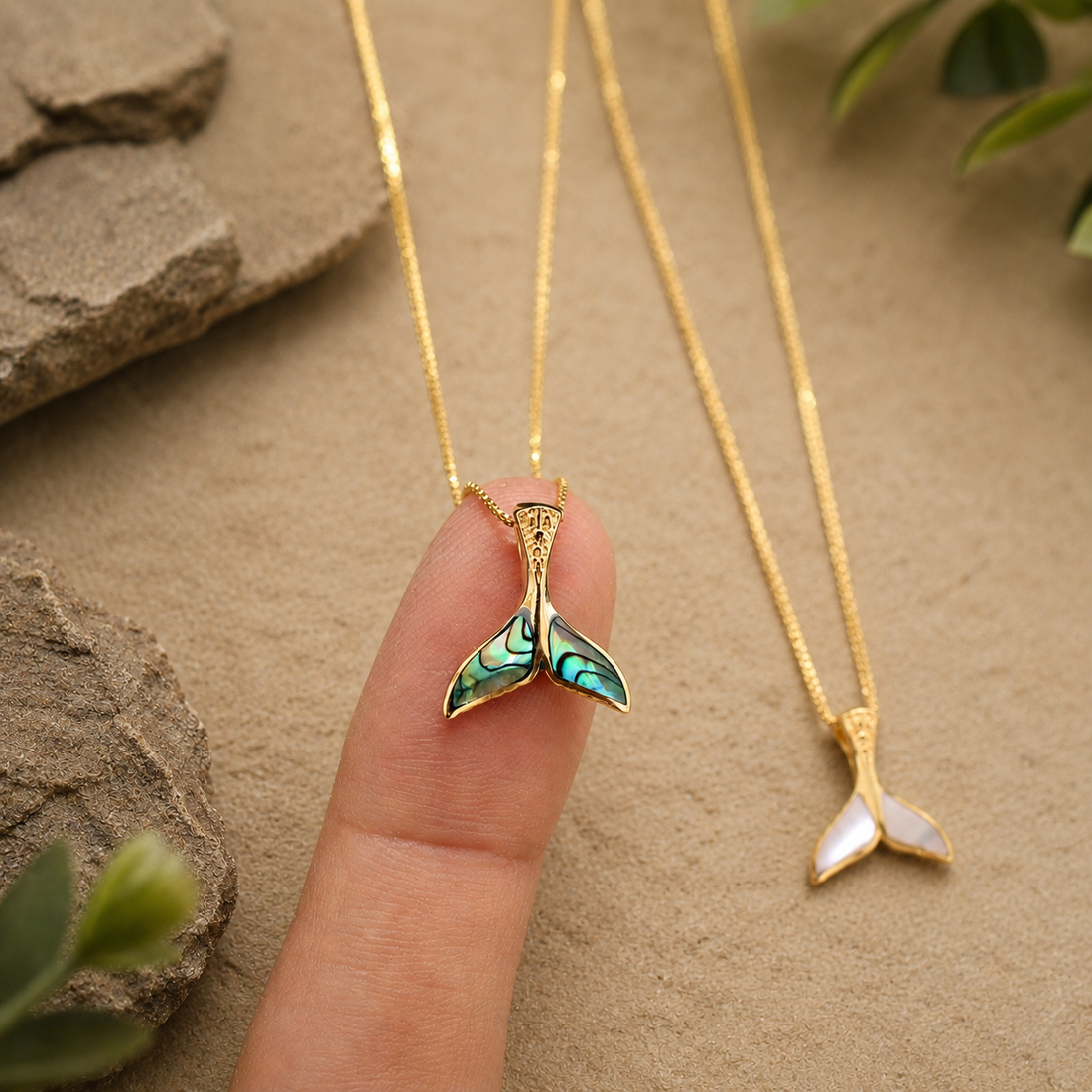 Gold Whale Tail Pendant Necklace