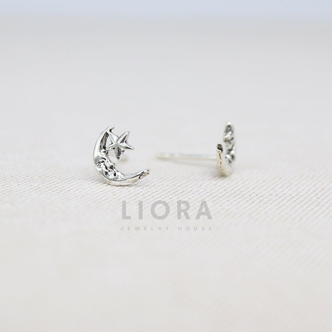 925 Sterling Silver Moon Star Stud Earrings, Moon Earrings, Crescent Moon Earrings, Star Earrings, Moon Star Jewellery