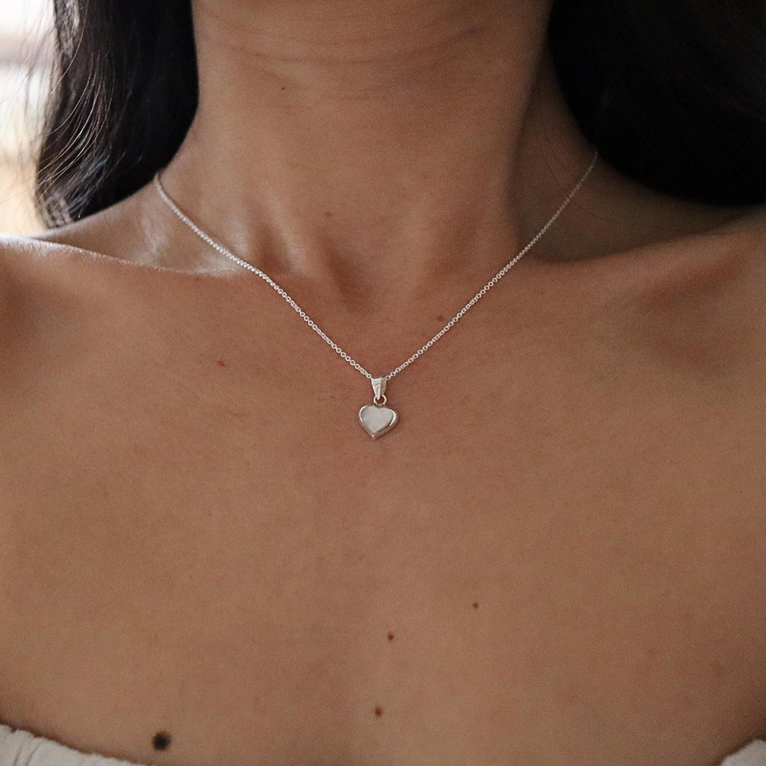 Mini Pearl Heart Pendant Necklace, 925 Silver Heart Necklace, Heart Pendant, Pearl Heart Pendant, Heart Charm, Heart Necklace, Pearl Heart