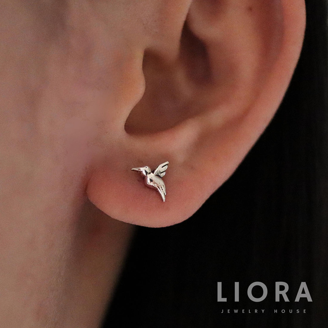 925 Sterling Silver Hummingbird Stud Earrings, Tiny Bird Earrings, Dainty Animal Studs, Bird Earring, Nature Lover Gift