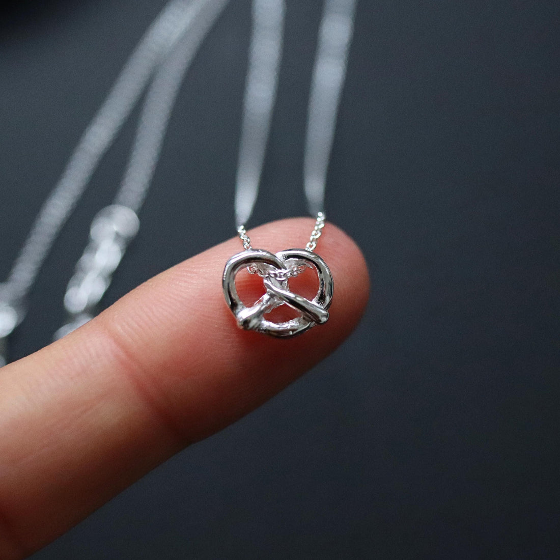 925 Sterling Silver Pretzel Necklace, Silver Pretzel Pendant, Pretzel Necklace, Small Pretzel Charm Necklace, Gift for her