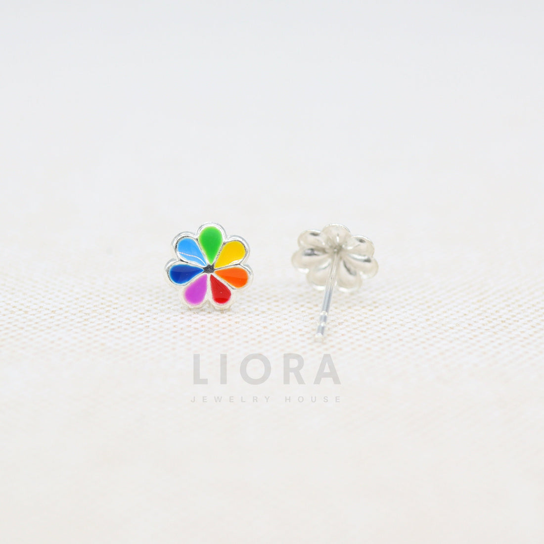 925 Sterling Silver Rainbow Flower Stud Earrings, Rainbow Earrings, Flower Earrings, Rainbow Flower Earrings, LGBTQ Earrings