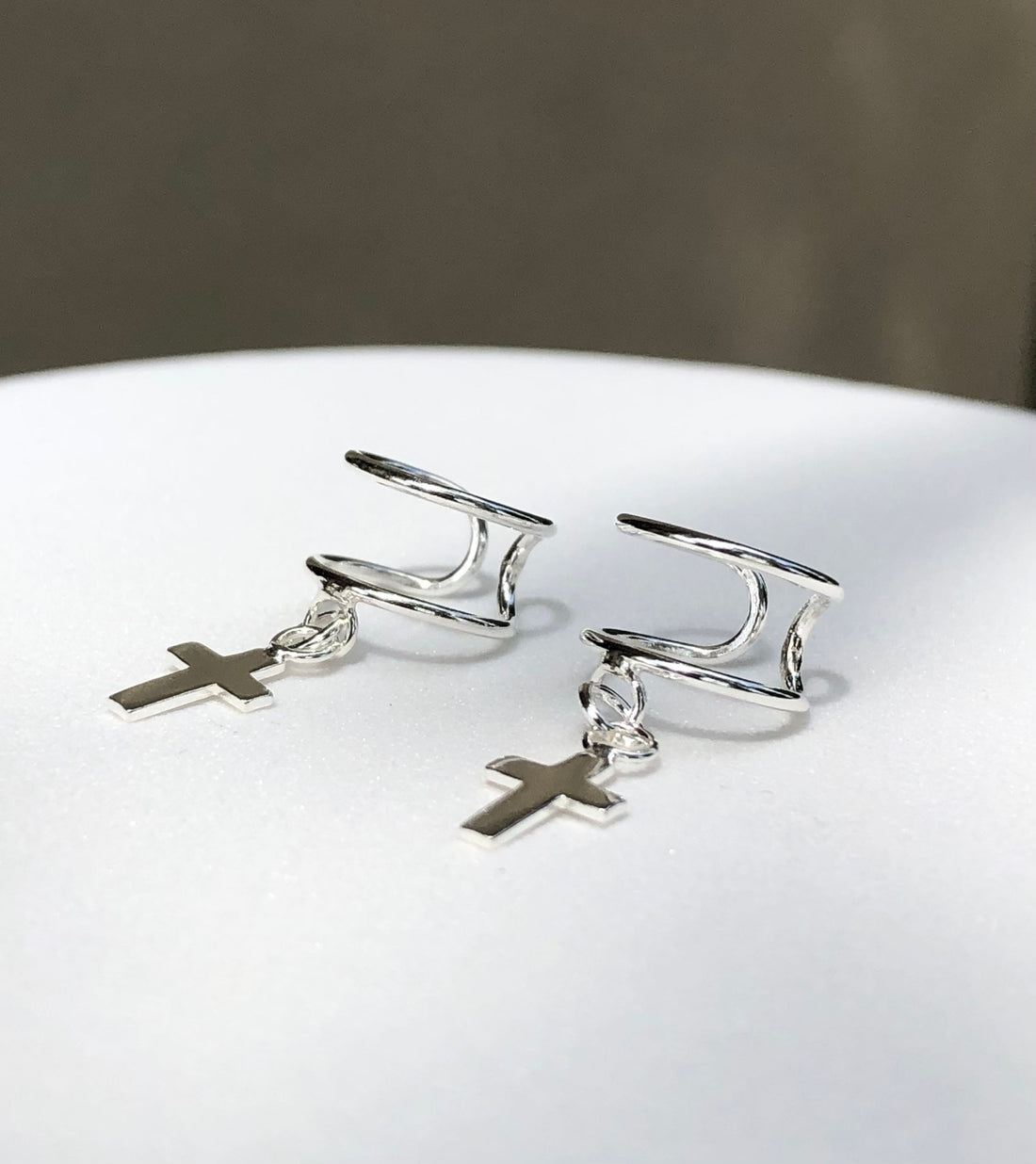Ear cuff with cross, thread cross ear cuff, ear wrap with cross, 925 ear cuff, cross earrings, double ear cuff with cross, 925 ear cuff