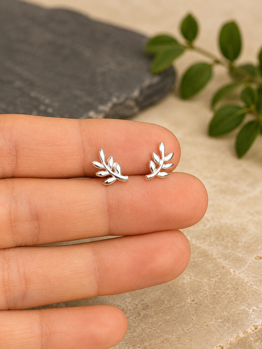Olive Branch Stud Earrings