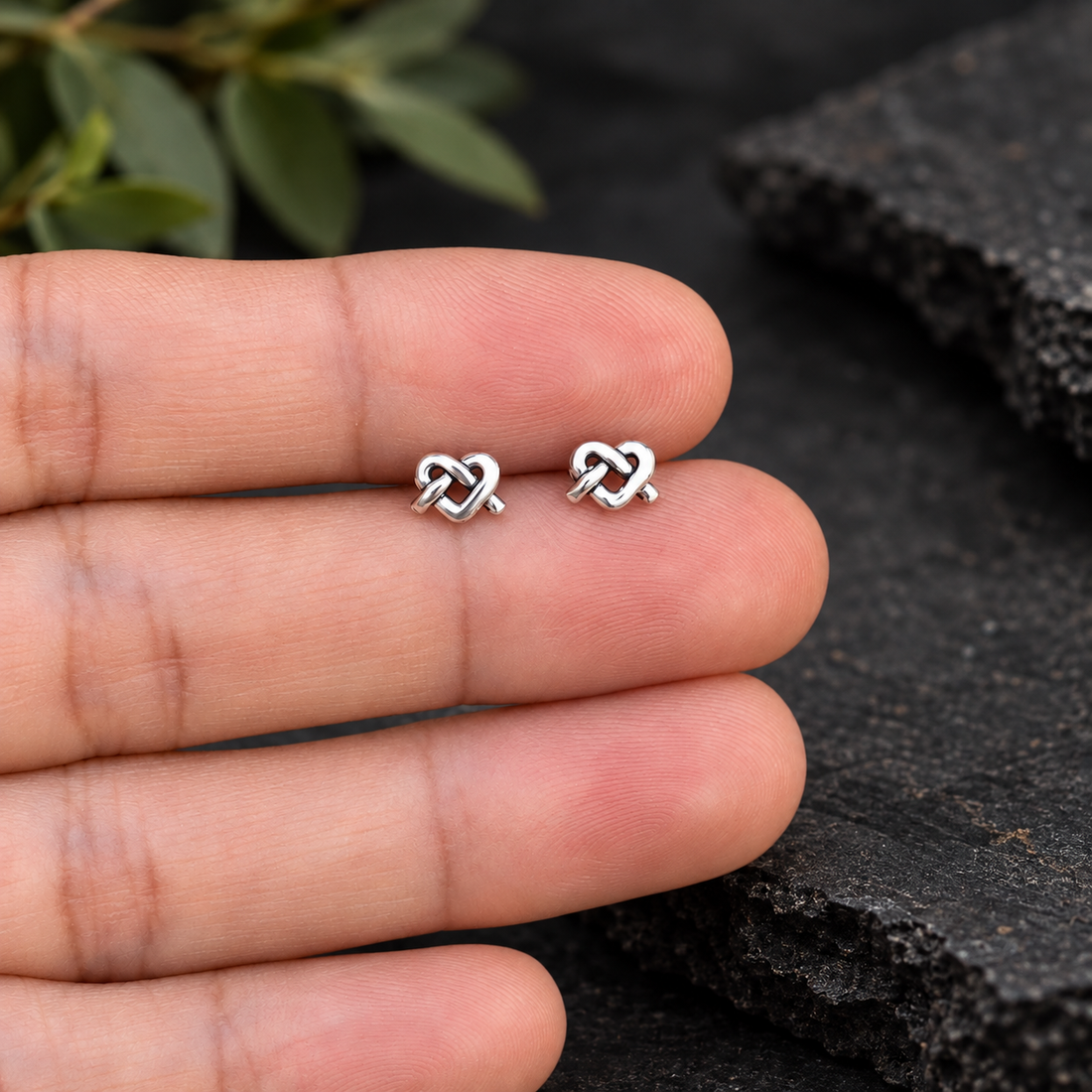 Heart pretzel stud earrings