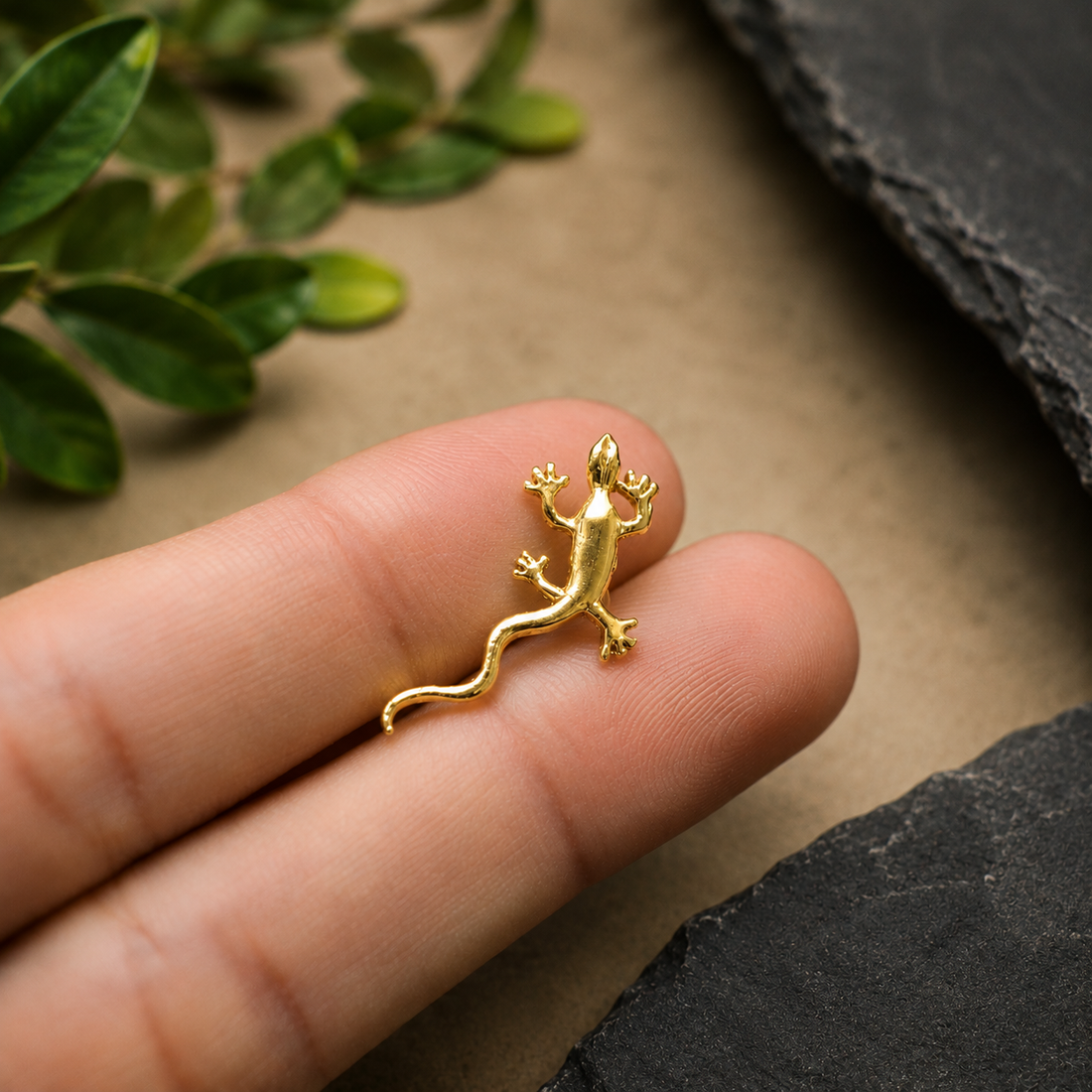 18K Gold Plated Gecko Stud Earrings