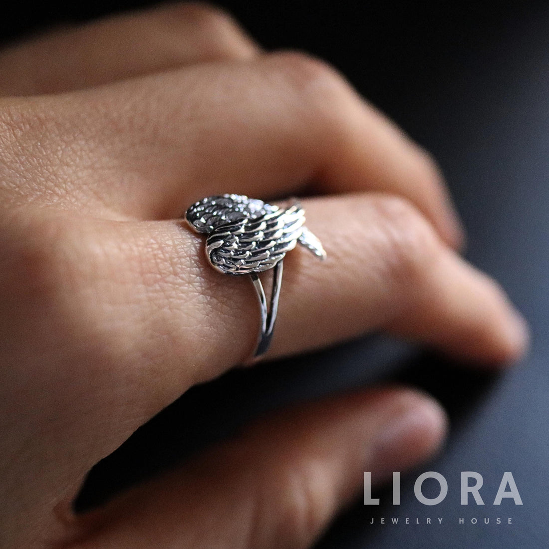 925 Sterling Silver Angel Wing Ring, Heart Wing ring, Angel Wing Ring, Double Wing, Wing Gift For Her, Heart Ring