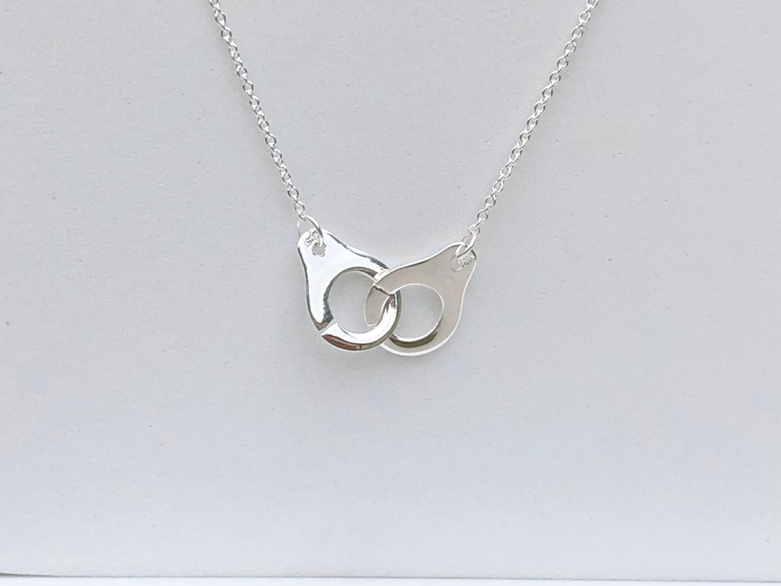 925 Sterling silver handcuff necklace, handcuffs pendant necklace, handcuffs chain, silver handcuff, police handcuff necklace