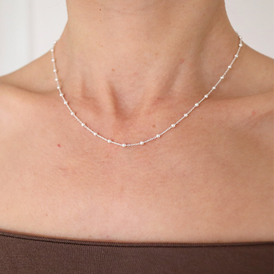 925 Sterling Silver Solid Ball Chain, Bead Chain, Satellite Choker, Silver Chain, Ball Necklace, Layered Necklace, Minimalist Necklace