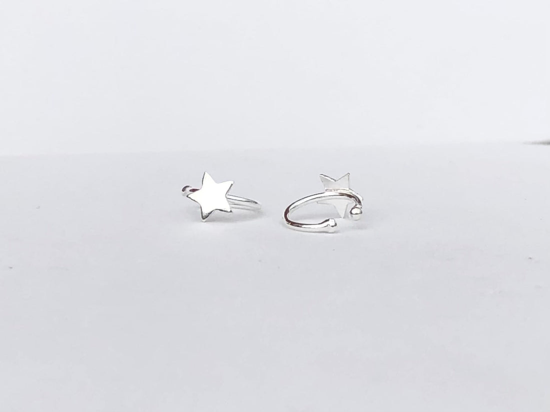 925 Sterling silver star ear cuff, star ear wrap, wire ear cuff, ear cuff, non piercing, cartilage ear cuff, star earrings, star cuff