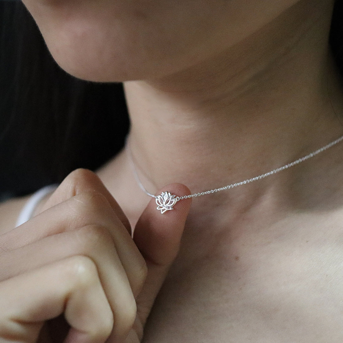 925 Sterling silver lotus flower necklace, lotus pendant necklace, lotus necklace, tiny lotus necklace, blooming lotus necklace, lotus charm