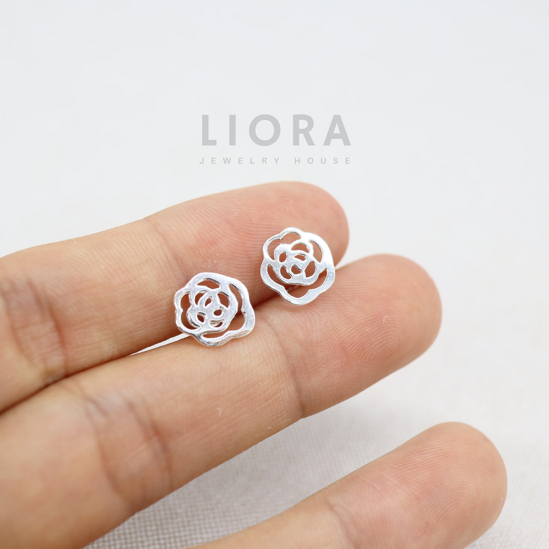 925 Sterling Silver Rose Stud Earrings, Rose Earrings, Rose Studs, Silver rose Earrings, Rose Gift