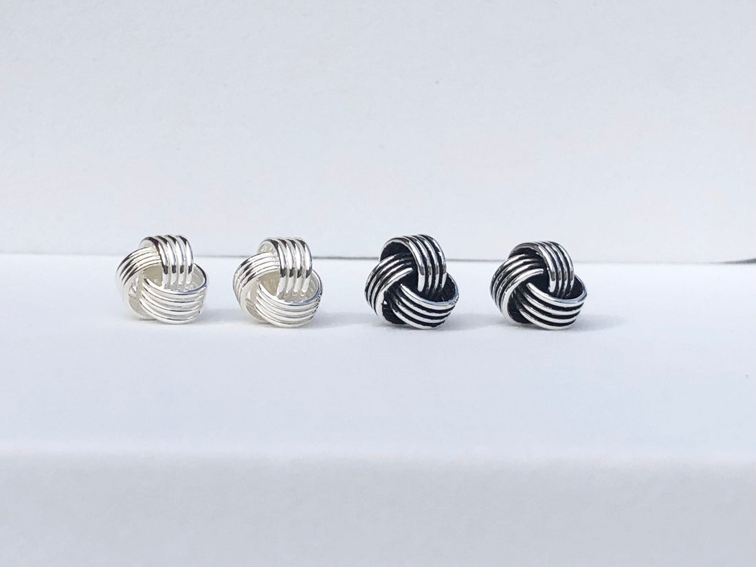 925 Sterling silver knot stud earrings, knot stud earrings, knot earrings, small knot, 8 mm knot, wire knot earrings, classic knot earrings
