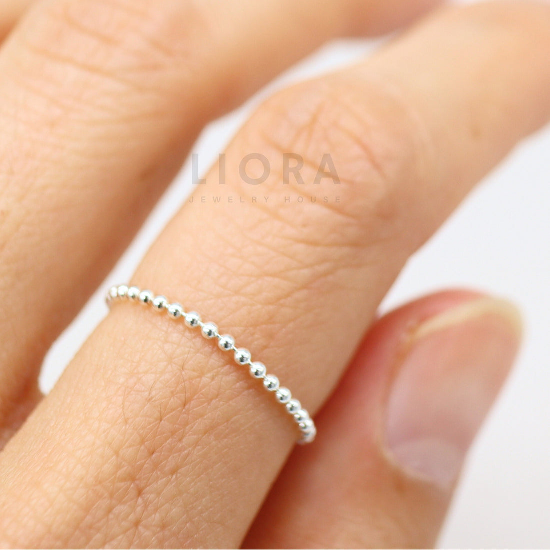 925 Sterling silver Beaded Ring, Ball Ring, Tiny Ball rings, Ball Chain Ring, Chain Ring, Silver Chain Ring