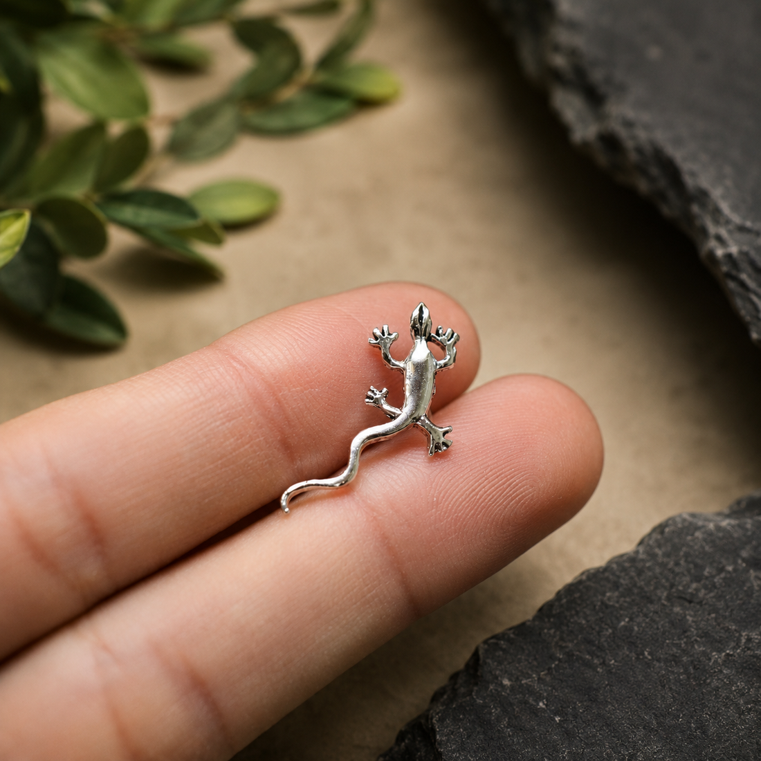 Sterling Silver Gecko Stud Earrings