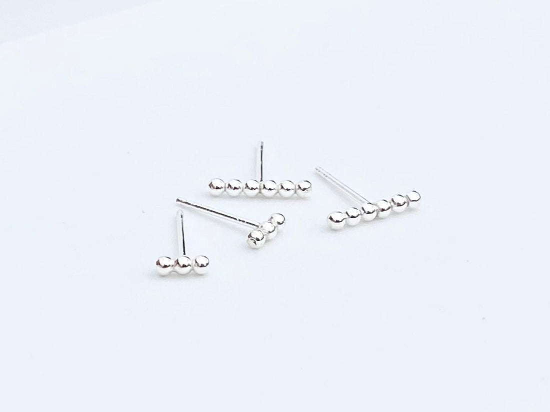 925 sterling silver dot line bar stud earrings, bar earrings, ball earrings, bar earrings, dot stud earrings, mini bar dot earrings, ball
