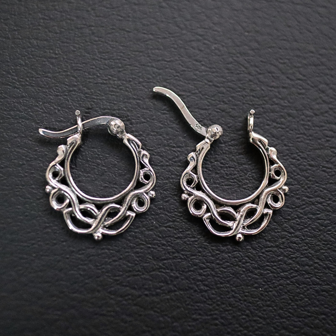 925 Sterling Silver Bali Hoop Earrings, Vintage Hoop Earring, Bali Earrings, Bohemian Hoops, Filigree Hoop Earrings, Ethnic Hoops, Boho Hoop