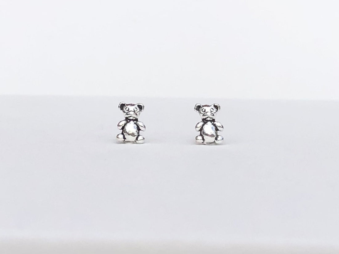 925 Sterling Silver Teddy Bear Stud Earrings