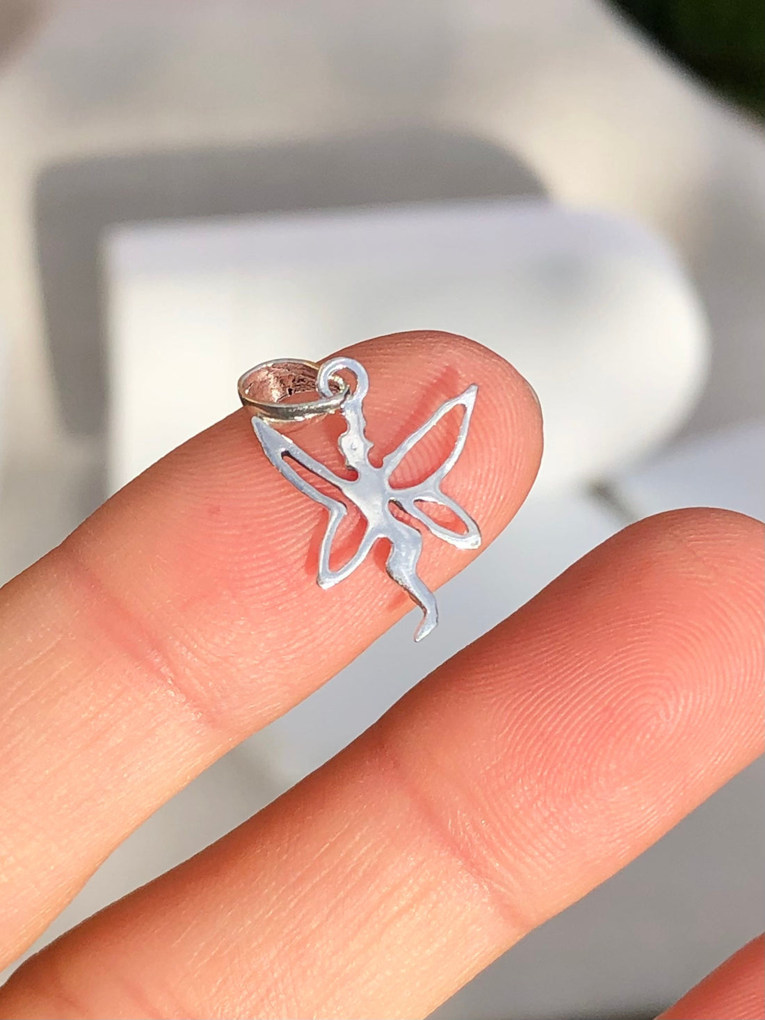 925 Sterling silver tinker bell pendant, tinker bell charm, small tinker bell, butterfly pendant, tinker bell necklace, silver tinker bell