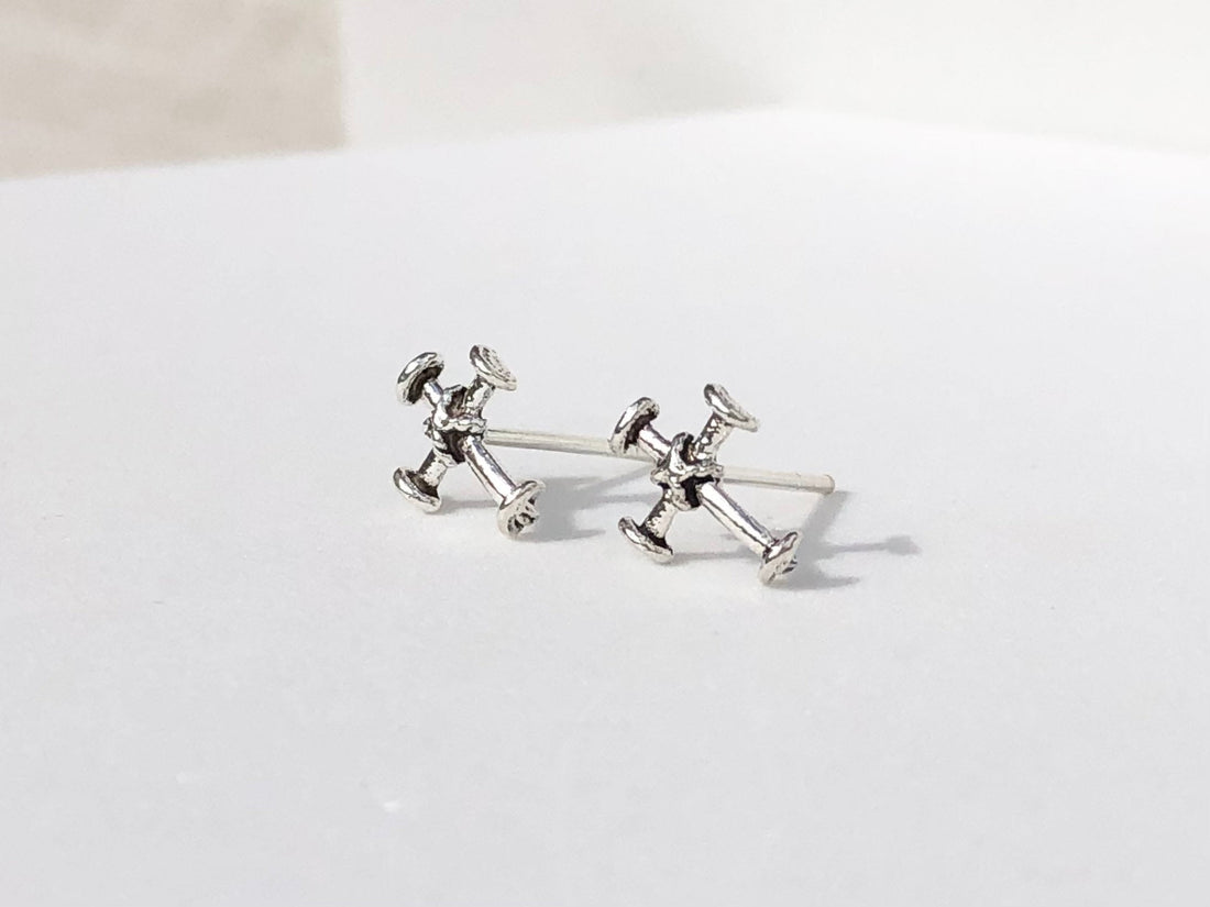 925 Sterling silver cross stud earrings, cross earrings, cross studs, Celtic cross, cross with rope, small cross, Christian cross, cross