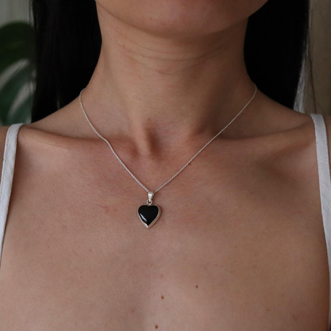 15mm Black Onyx Heart Pendant Necklace, 925 Silver Heart Pendant, Onyx Heart Pendant, Heart Necklace, Black Heart, Heart Charm, Onyx Gift