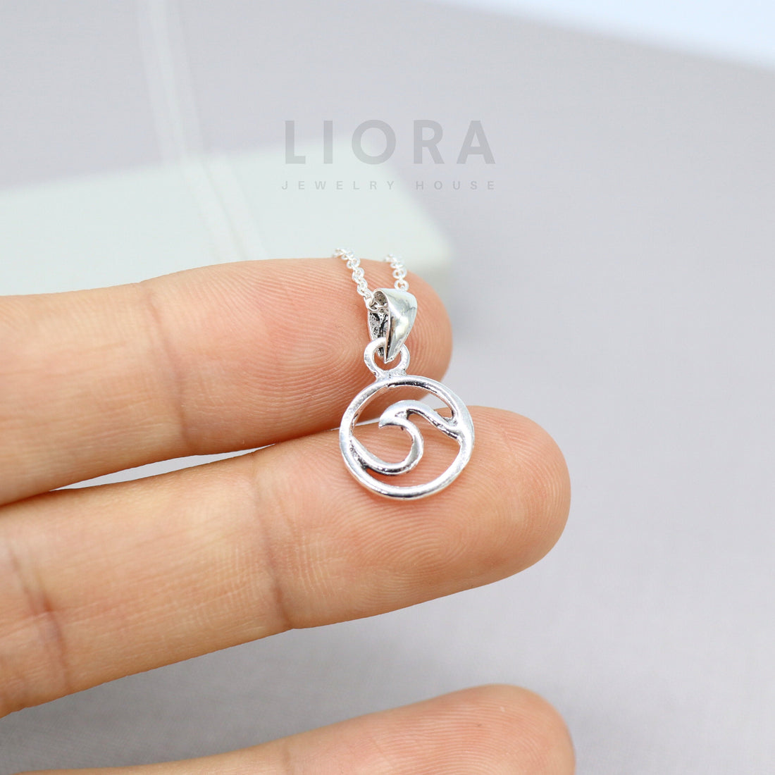 925 Sterling Silver Ocean Wave Necklace, Wave Charm, Wave Pendant, Ocean Wave Chain, Hawaiian Gift, Gift for her, Surf Necklace, Ocean Gift