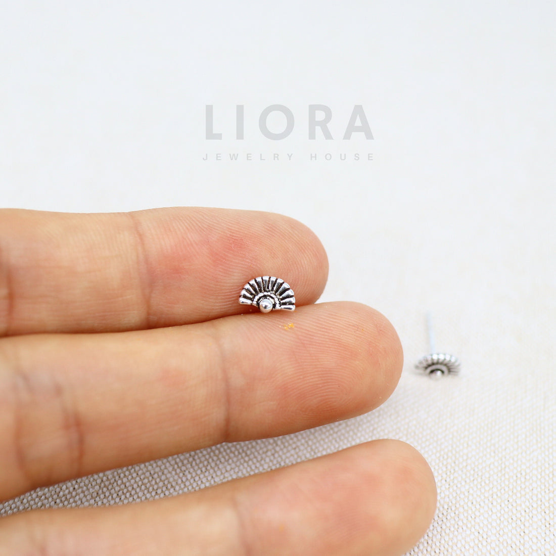 925 Sterling Silver Small Fan Stud Earrings, Fan Earrings, Tiny Fan, Fan Studs, Fan Lover Gift