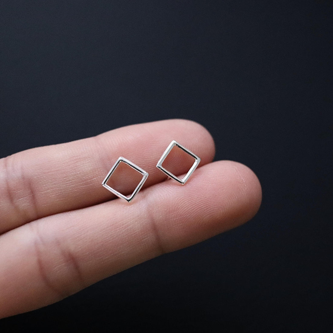 925 Sterling Silver Square Stud Earrings, Geometric Stud Earrings, Hollow Square, Square Earrings, Open Square Earrings, Minimal Earrings