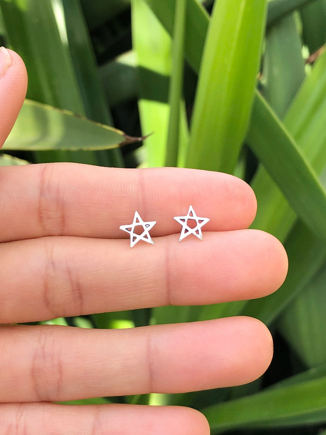 925 Sterling silver five pointed star stud earrings, polygon star, star earrings, star cross earrings, star studs, five pointed star, star