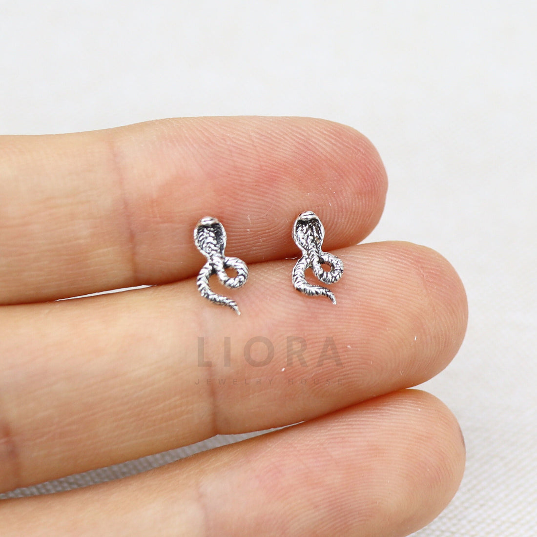 925 Sterling Silver Cobra Stud Earrings, Snake Earrings, Small Snake, Snake Jewelry, Animal Earrings