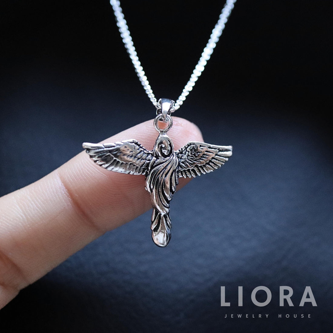 925 Sterling Silver Angel with wing Pendant Necklace, Angel Pendant, wing Pendant, Angel Necklace, Gift for Her, Mother Day Gift