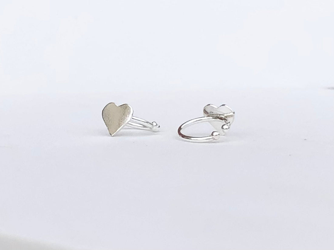 925 Sterling silver heart ear cuff, heart ear cuff, heart wire ear cuff, simple ear cuff, non pierced cuff, silver ear cuff, ear wrap, heart