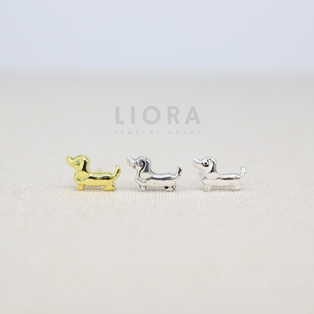 Dachshund Stud Earrings, 18k Gold Sausage Dog Earrings, Sterling Silver Dog Earrings, Dog Studs, Sausage Dog Gift, Dachshund earrings