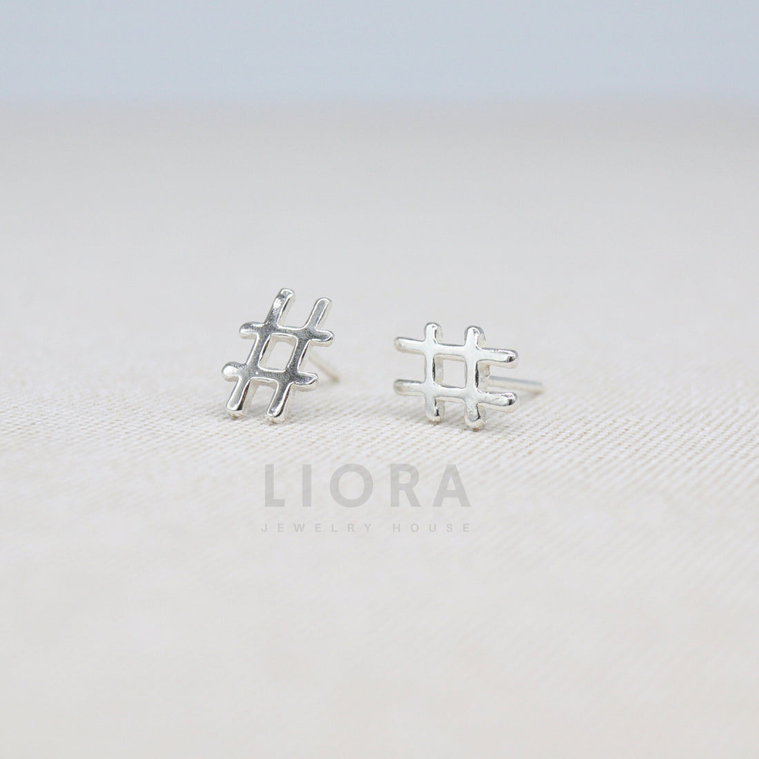 925 Sterling Silver Hashtag Stud Earrings, Hashtag Earrings, Hash Earrings, Sign Earrings