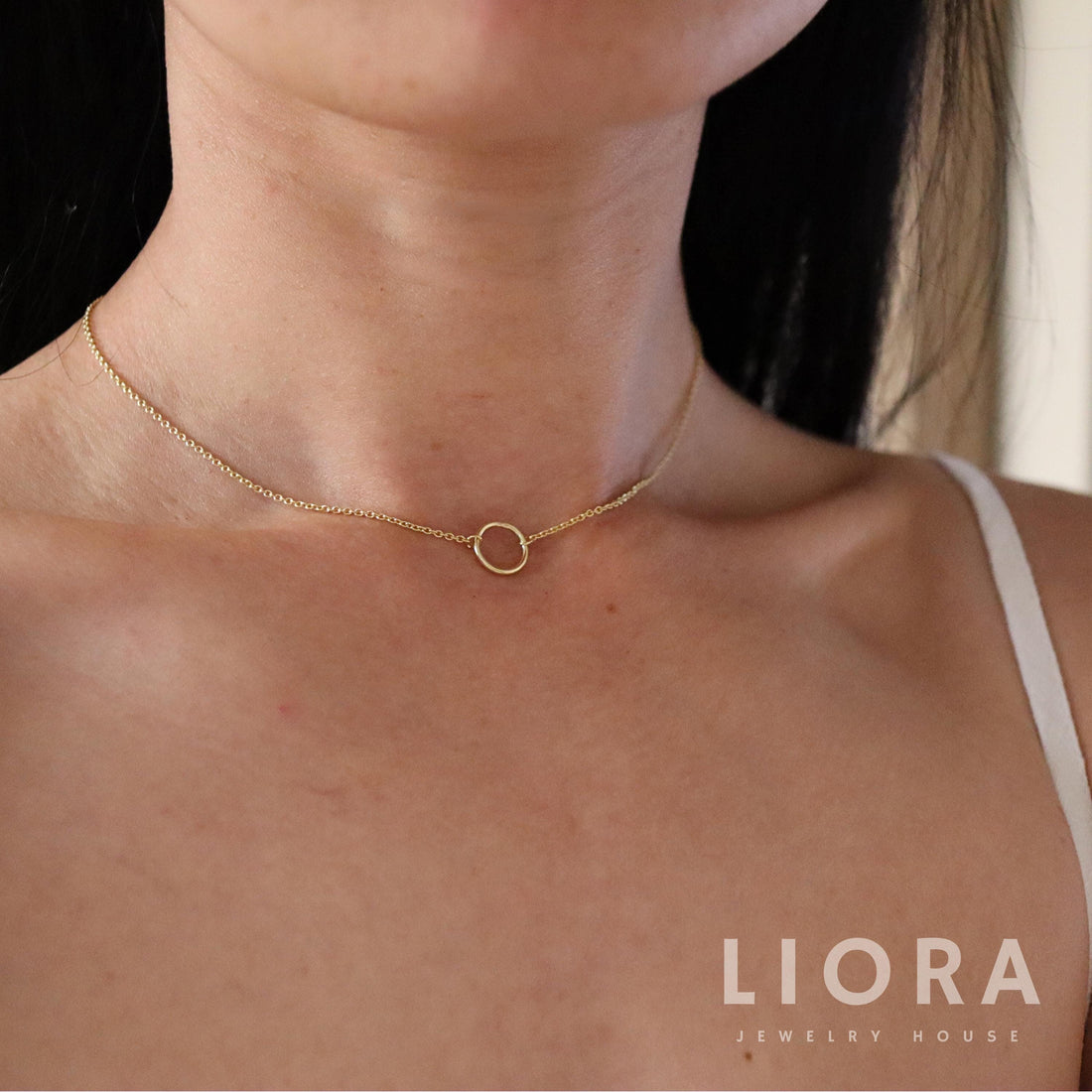 Circle Pendant Necklace in Silver, Gold, Rose Gold, Circle Chain, Circle Pendant Necklace, Minimalist Necklace, Geometric Necklace, Gift