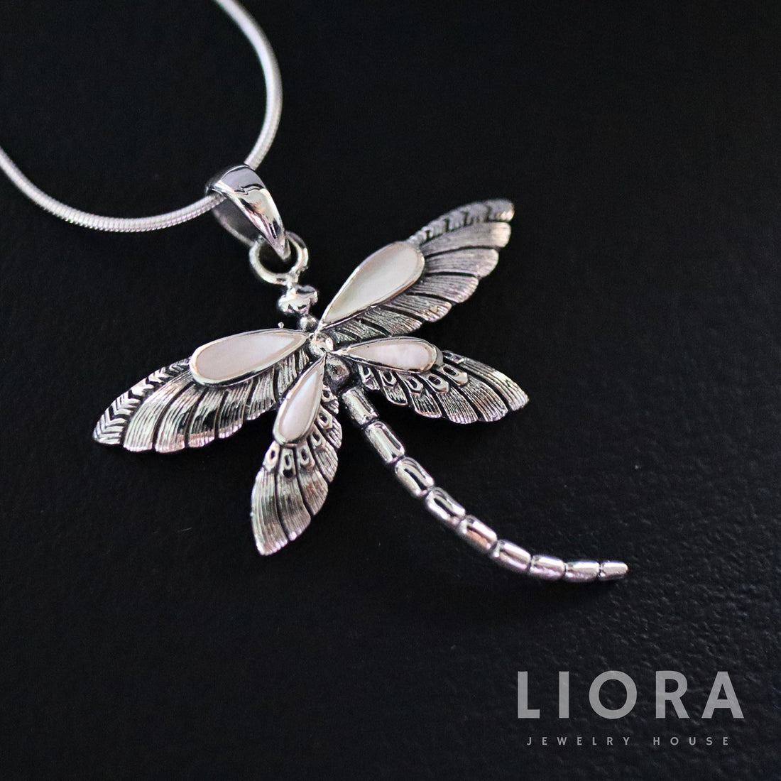 925 Sterling Silver Abalone Dragonfly Pendant Necklace, Dragonfly Pendant, Large Dragonfly, Dragonfly Necklace, Abalone Pearl Dragonfly