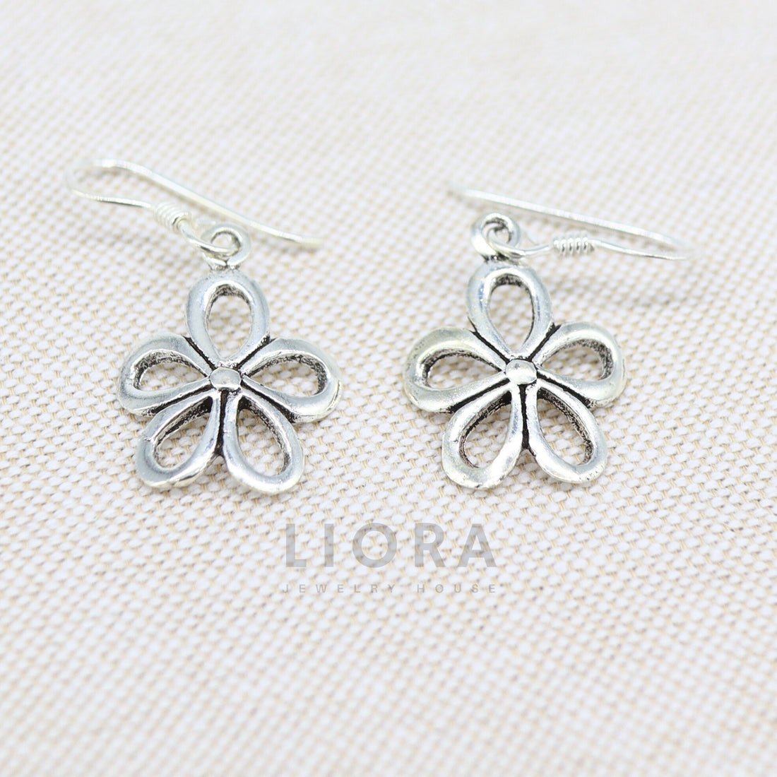 925 Sterling Silver Flower Hook Earrings, Open Petal Dangle Earrings, Lightweight Silver Drops, Boho Floral Jewelry, Gift for Her