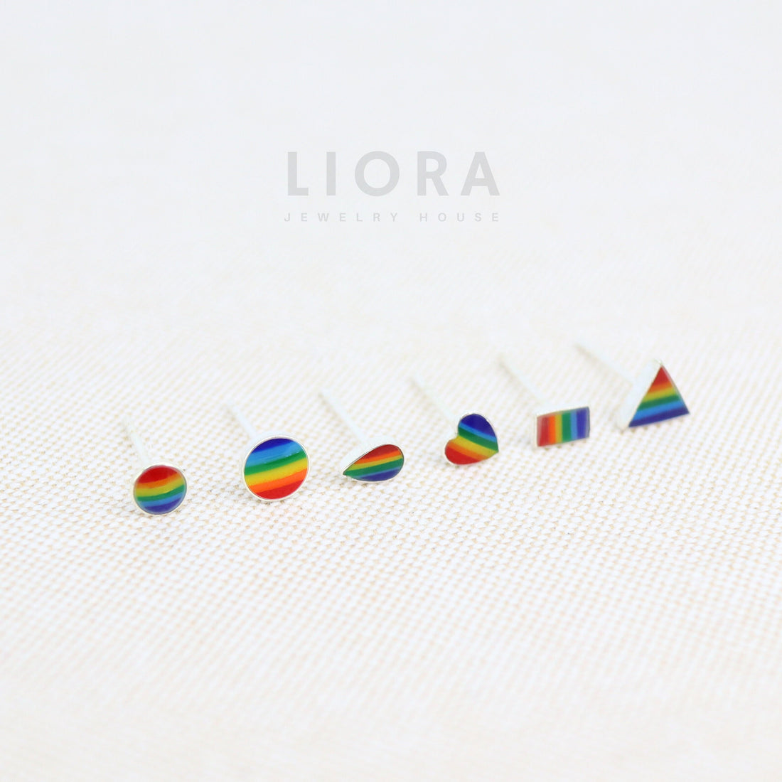 925 Sterling Silver Geometric Rainbow Stud Earrings, Rainbow Earrings, LGBTQ Flag, LGBTQ Earrings