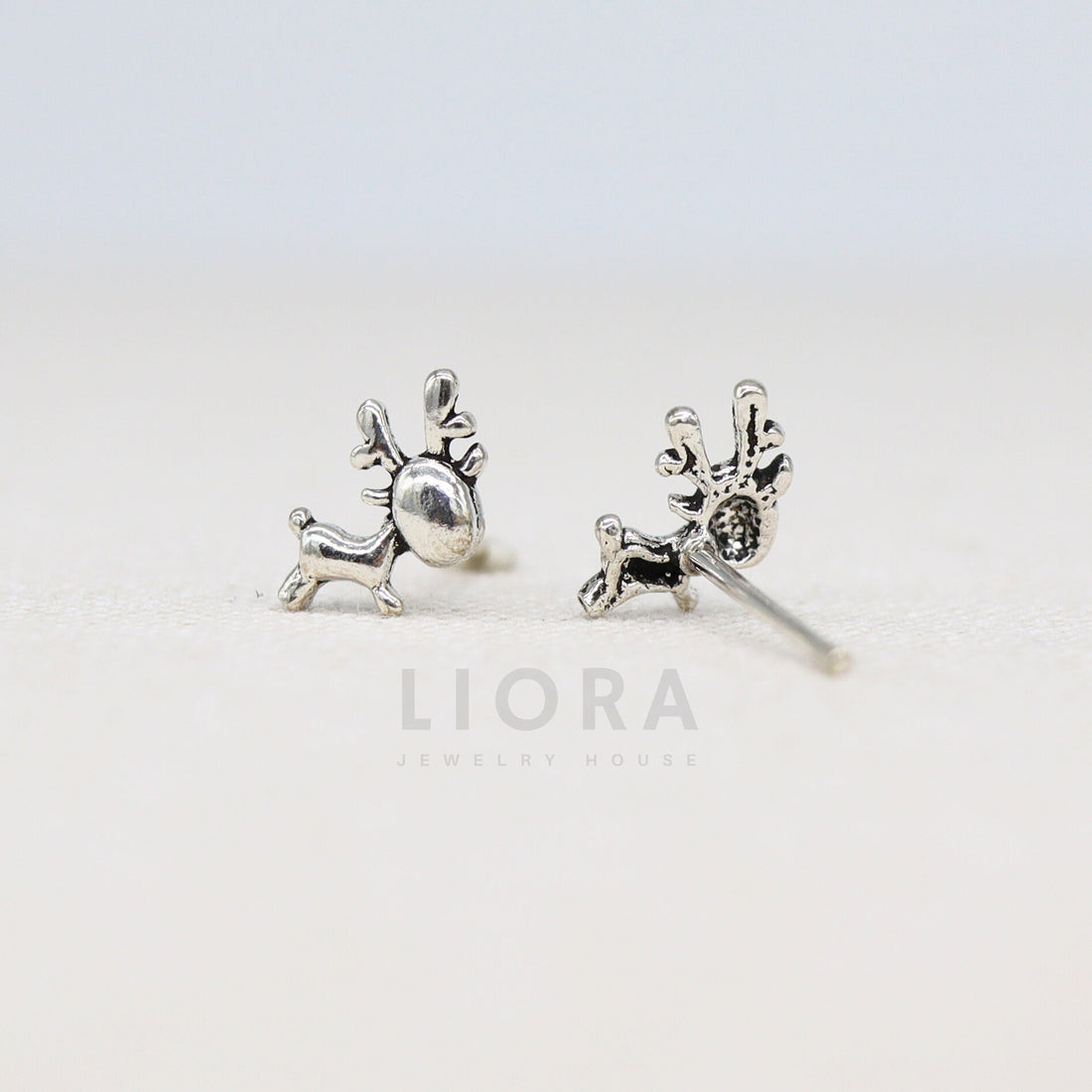 925 Sterling Silver Reindeer Stud Earrings, Reindeer Earrings, Animal Earrings, Christmas Gift, Kid Earrings
