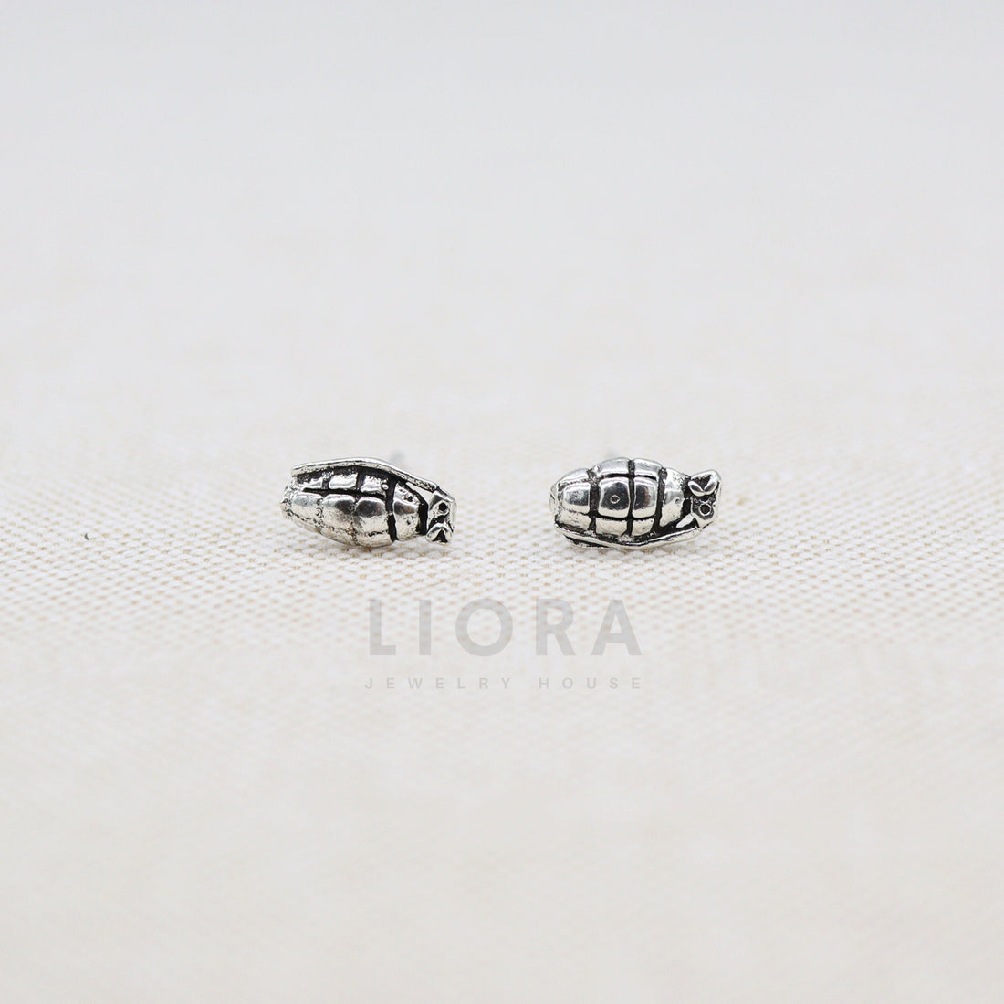 925 Sterling Silver Grenade Stud Earrings, Grenade Earrings, Hand Grenade, Bomb Earrings, Grenade Jewellery, Grenade Gift