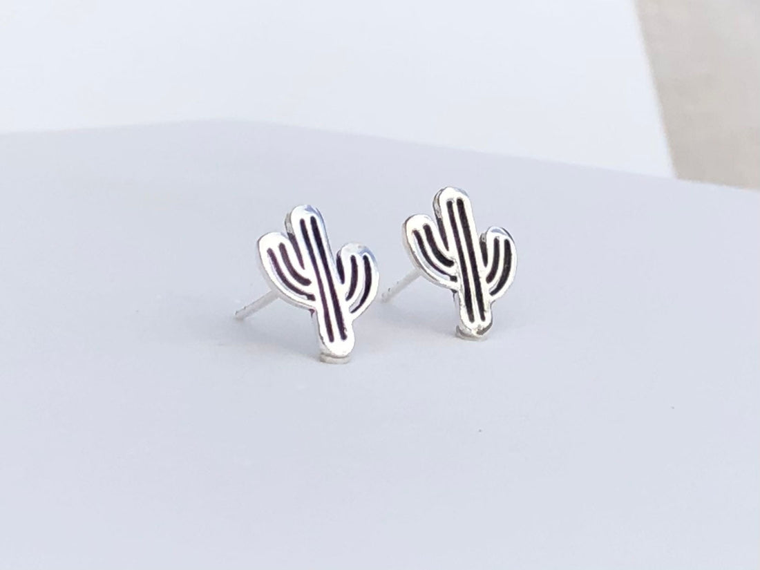 925 Sterling silver cactus stud earrings, cactus earrings, cactus studs, cactus lover gift, cactus earrings gift, desert gift, plant earring
