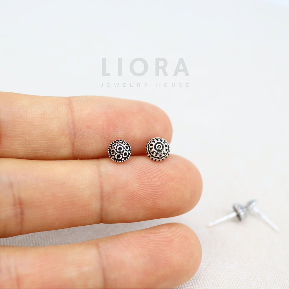 925 Sterling Silver Mini Dome Stud Earrings, Half Dome Earrings, Texture Dome Earrings, Bali Stud Earrings, Ball Earrings, Half Hoop Earring