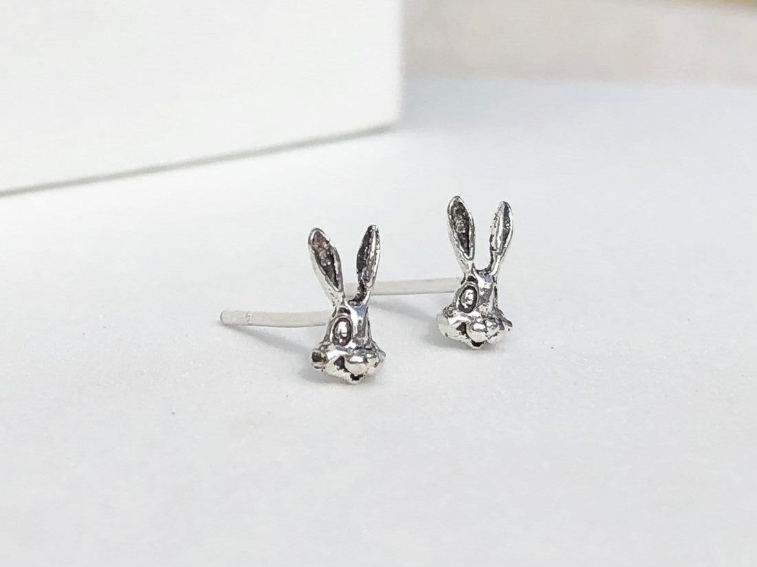925 Sterling silver rabbit stud earrings, rabbit earrings, rabbit studs, rabbit head, bunny earrings, Easter rabbit, Easter gift, kid studs