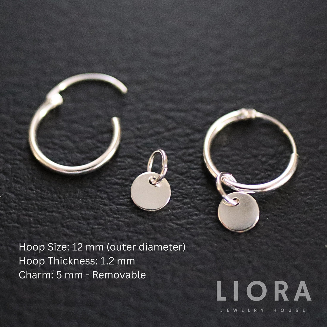 925 Sterling Silver Disc Hoop Earrings, Hoop with Charm Earrings, Hoop Earrings, Hoop Drop Earrings, flat disc charm earring