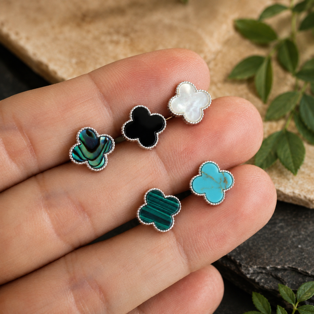 Four Leaf Clover Stud Earrings