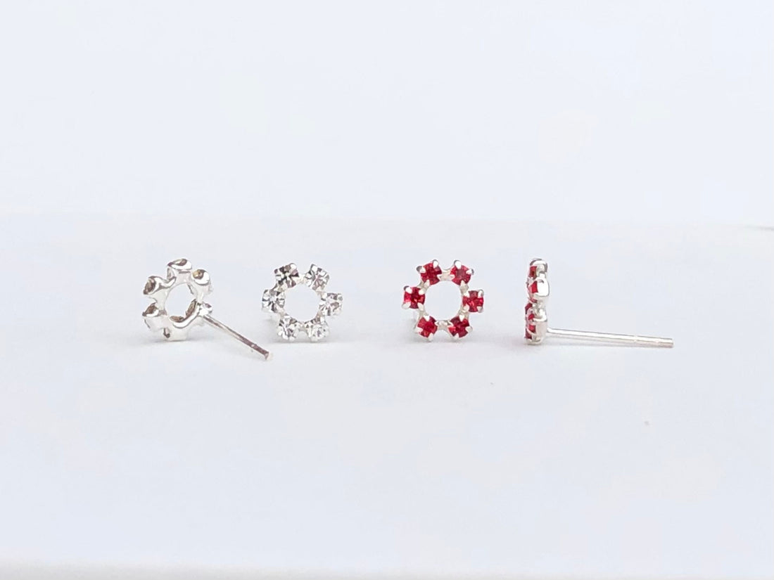 CZ flower stud earrings, CZ earrings, flower earrings, crystal flower earrings, dainty flower earrings, CZ flower, crystal flower