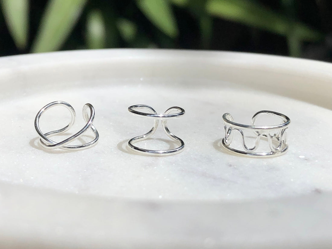 Double hoop ear cuffs, double ear wrap, ear cuff, non piercing, zigzag ear cuffs, wire ear cuff, ear wrap, criss cross ear cuff, double cuff