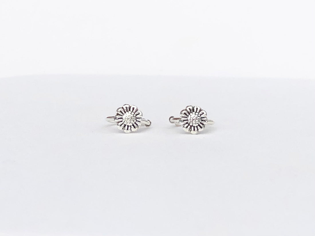925 sterling silver sunflower ear cuff, sunflower ear wrap, sunflower earrings, flower ear cuff, ear cuff, non pierced cuff, wire ear cuff