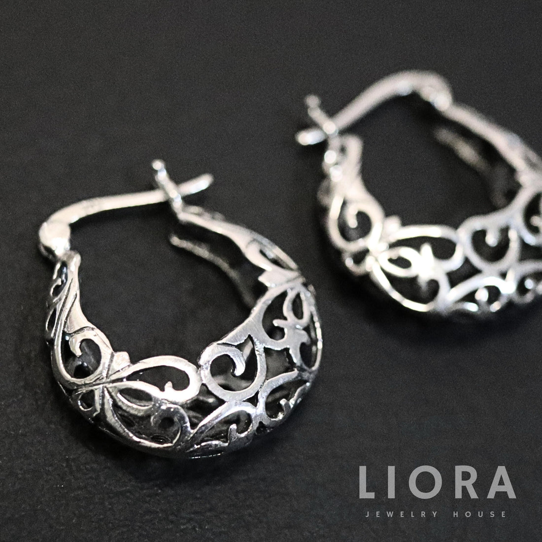 925 Sterling Silver Filigree Hoop Earrings, Floral Hoop Earrings, Vintage Hoop, Scrolling Hoops, Silver Hoop Earrings, Boho Hoops, Mom gift